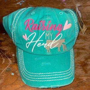 Teal Kids Cap with Pink and White Accents